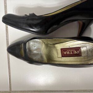 Vintage Petra Firenze Women's Black Leather Heels Size 8 M